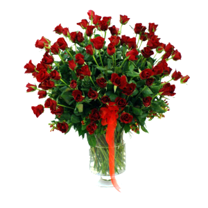 100 Red Roses in Vase